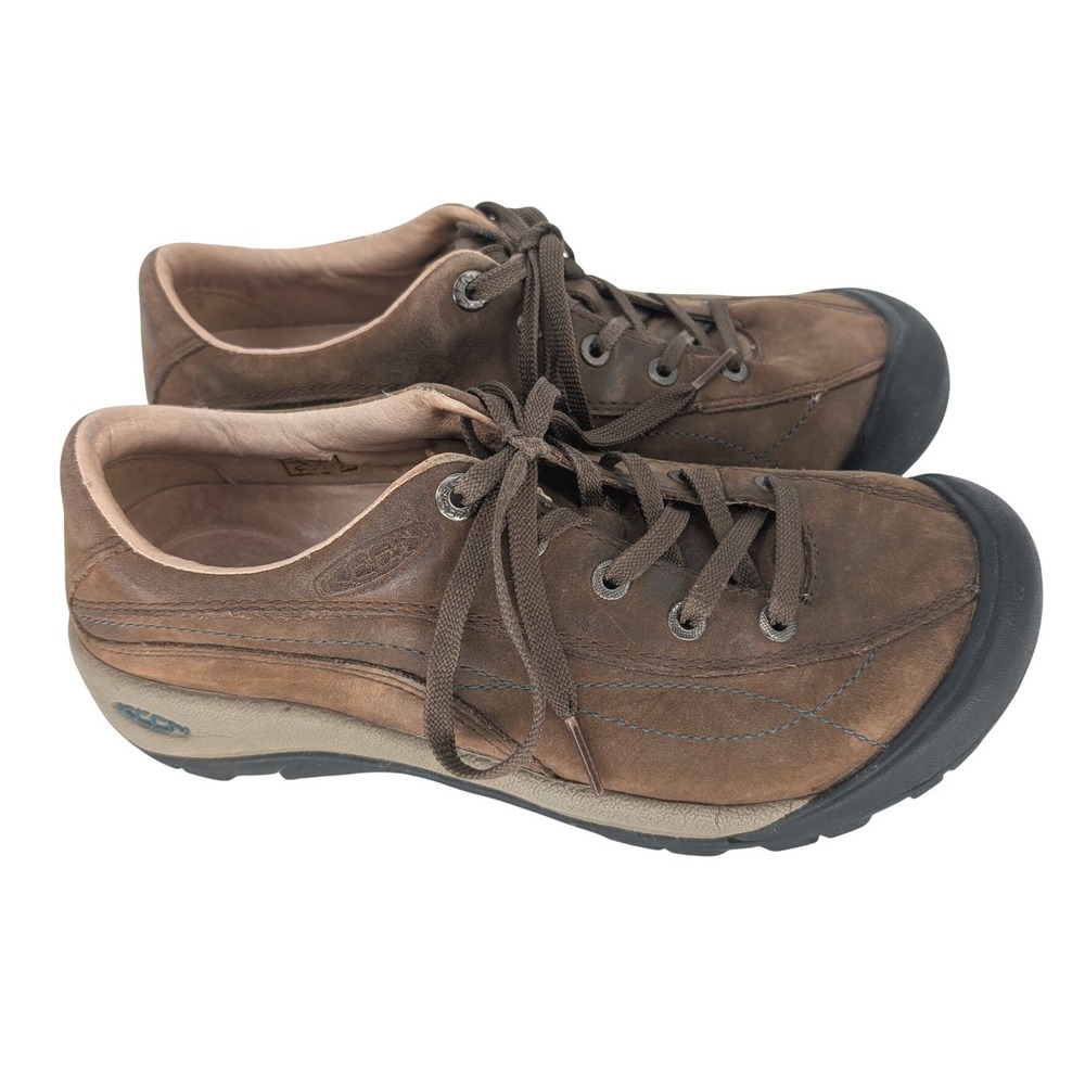 KEEN Presidio Walking Shoes Women 7.5 Brown Leather Lace Up Gorpcore Sneaker